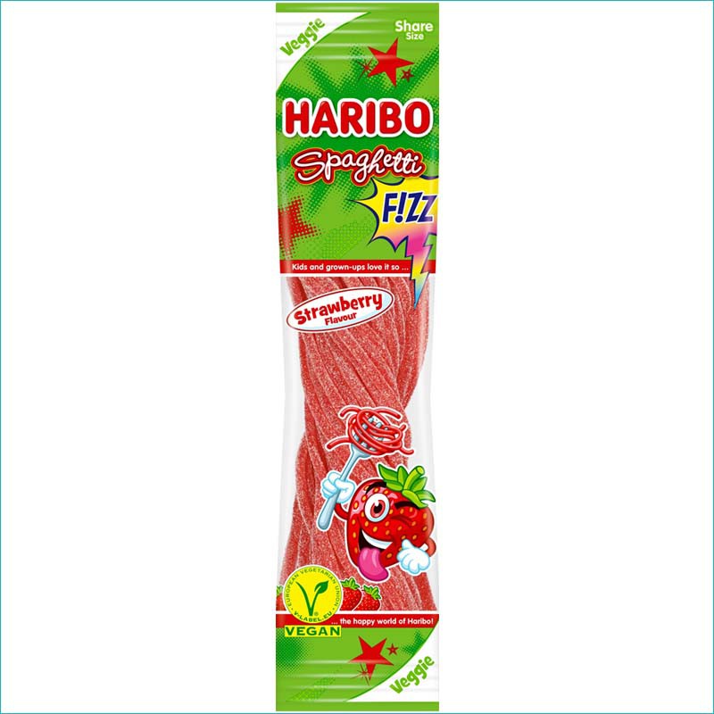 Haribo żelki 200g. Spaghetti Strawberry Flavour