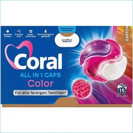 Coral kapsułki do prania 15szt. BOX Color /4/