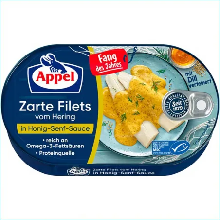 Appel filety śledziowe 190g. Honig-Senf-Sauce