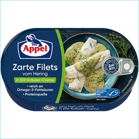 Appel filety śledziowe 200g. Dill-Krauter-Creme