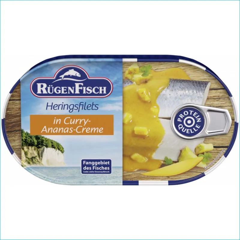 Rugen Fisch filety śledziowe 200g. Curry-Ananas