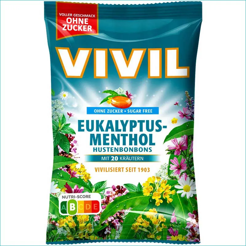 Vivil cukierki bez cukru 120g. Eukalyptus-Menthol