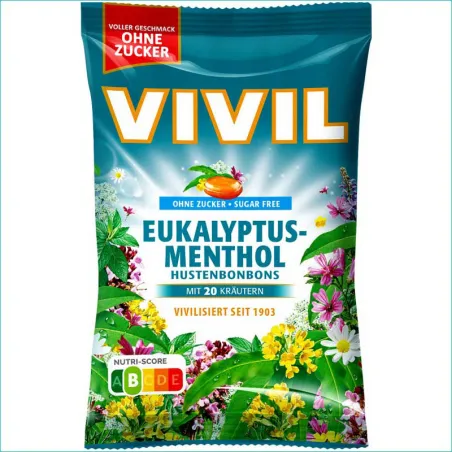 Vivil cukierki bez cukru 120g. Eukalyptus-Menthol
