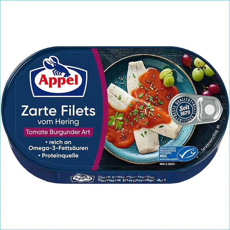 Appel filety śledziowe 200g. Tomate Burgunder Art