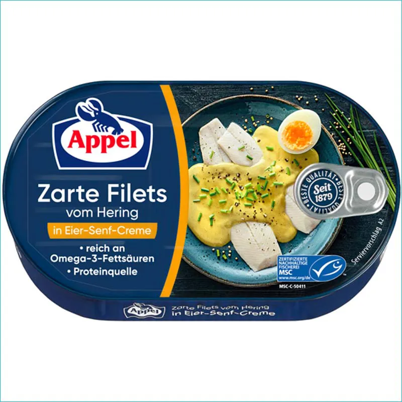 Appel filety śledziowe 200g. Eier Senf Creme