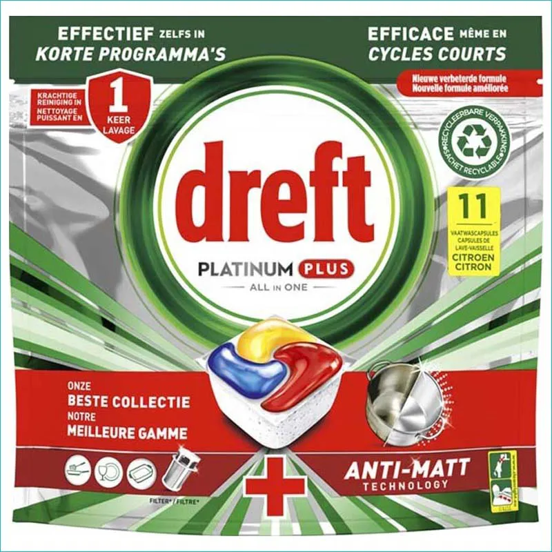 Dreft Platinum+ kapsułki do zmywarki 11szt. Citron /6/