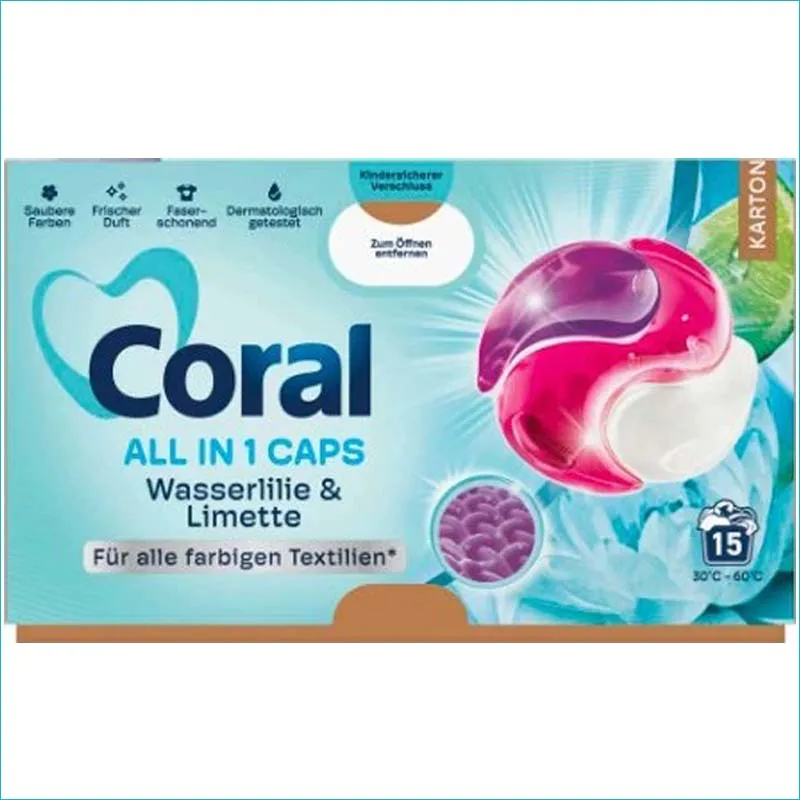 Coral kapsułki do prania 15szt. BOX Wasserlilie&Limette /4/