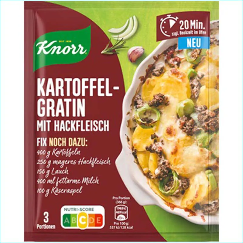 Knorr przyprawa 37g. Kartoffel Gratin mit Hackfleisch