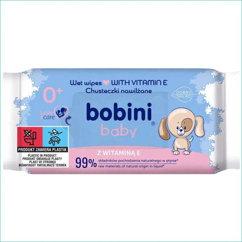 Bobini chusteczki nawilżane 60szt. Wit. E