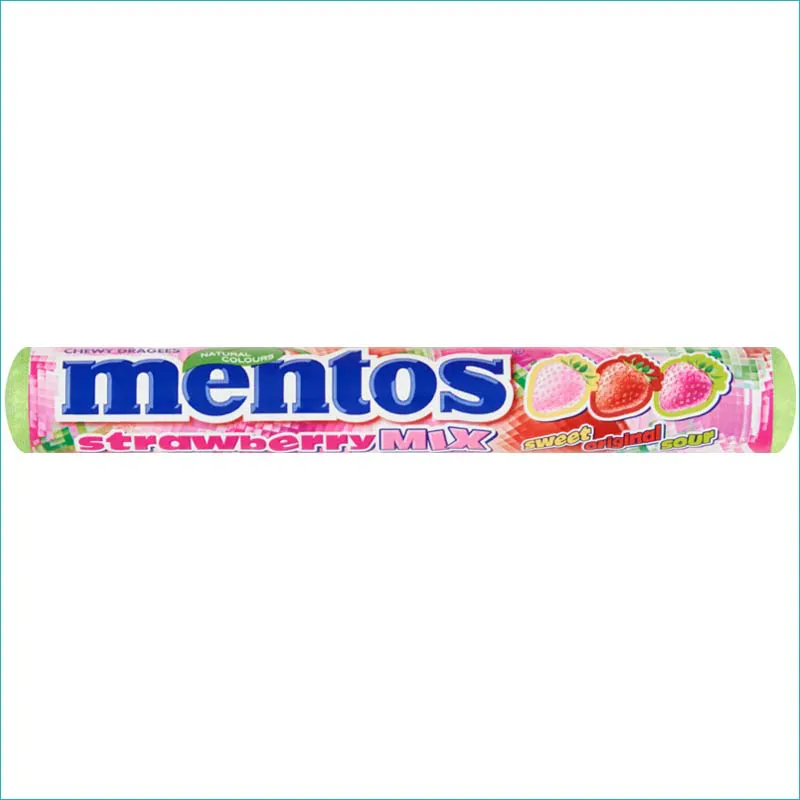 Mentos cukierki 37,5g. Strawberry Mix /40/
