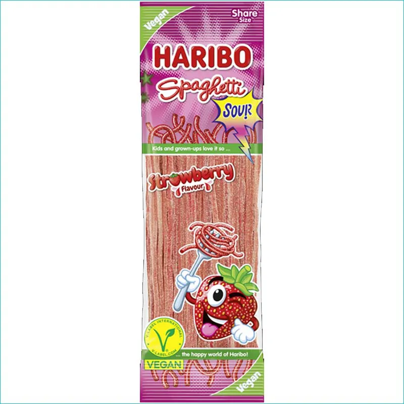 Haribo żelki 200g. Spaghetti Strawberry Flavour