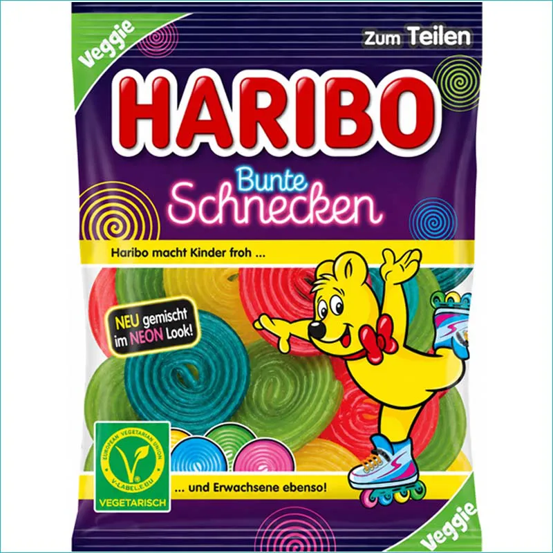 Haribo żelki 160g. Bunte Schnecken Neon /18/