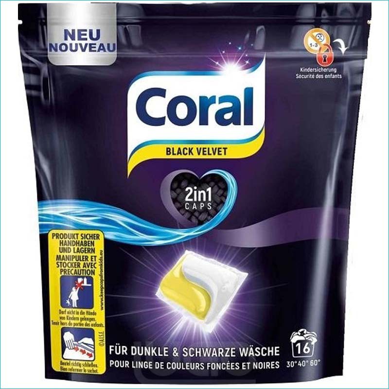 Coral kapsułki do prania 2w1 16szt. Black