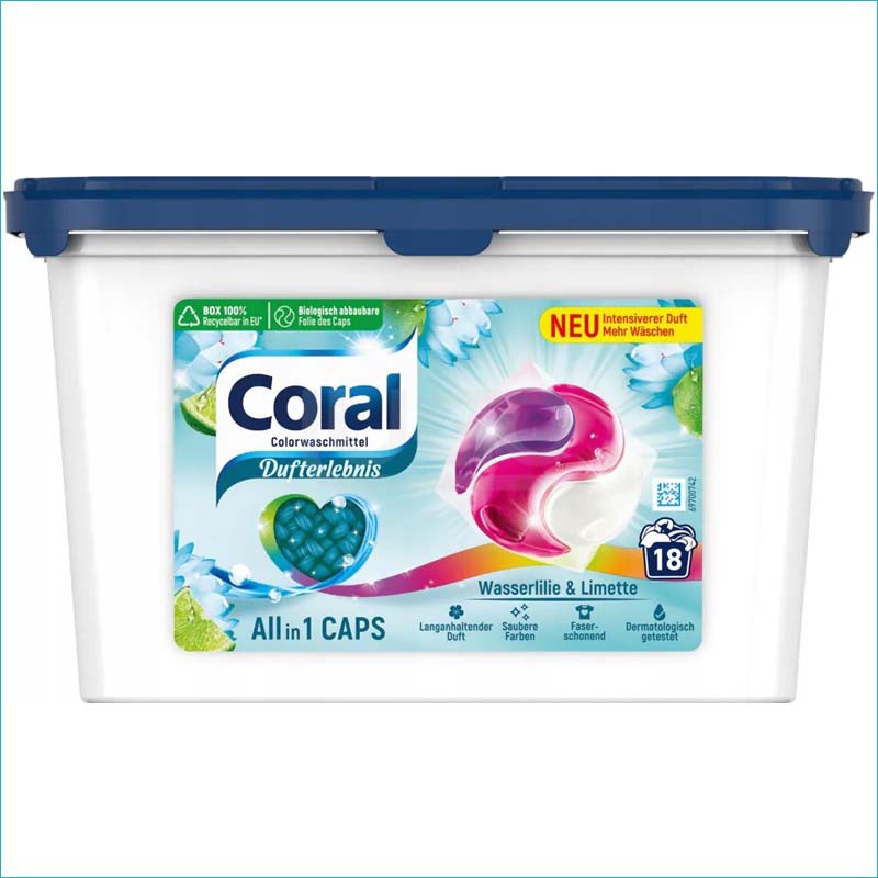 Coral kapsułki do prania 18szt. Color Wasser.